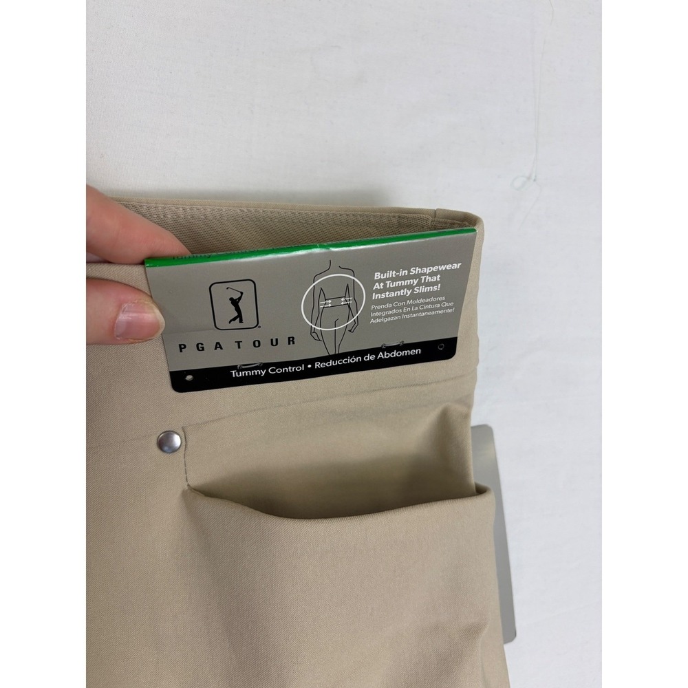 NEW PGA Tour Womens Tummy Control Golf Pants Tan Khaki Pull On Stretch Large - Picture 6 of 9